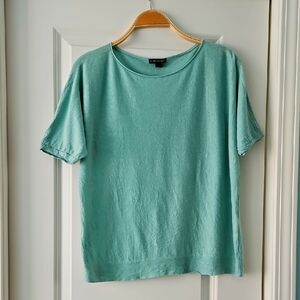 Eileen Fisher Green Linen Short Sleeve Sweater/tee
